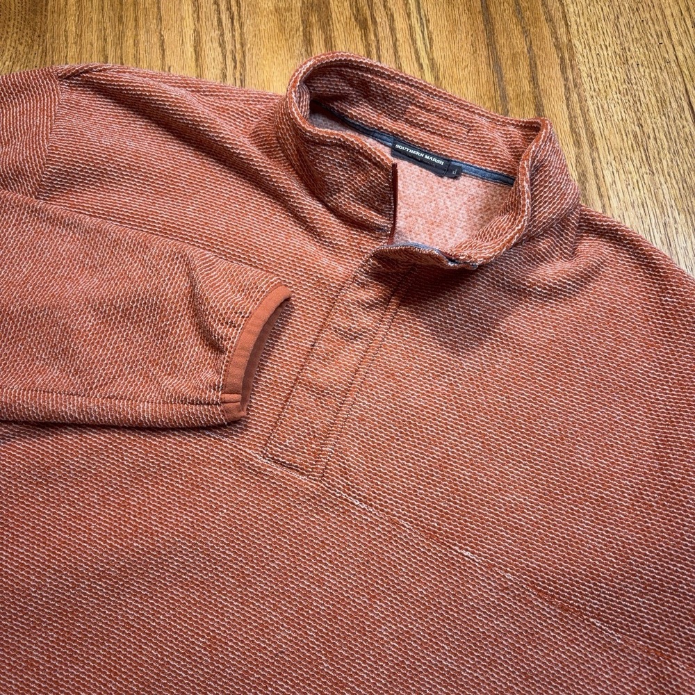 Southern Marsh Fieldtec Sweater Mens‎ XL Orange Fleece Knit 1/4 Zip Pullover